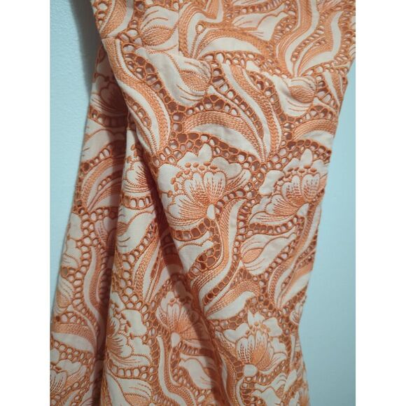 NWT Anthropologie Womens Midi Floral Embroidery Bodycon Dress Orange Size 8 - Picture 2 of 12